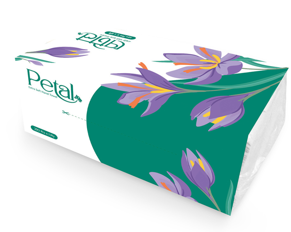 Bashundhara Petal Hand Towel Extra Soft  (250 pcs x 1ply)-9749-110