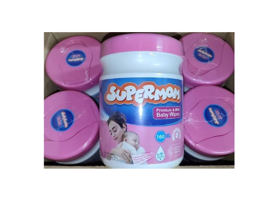 Supermom Premium & Mild Baby Wipes Jar - 160p-91609-250