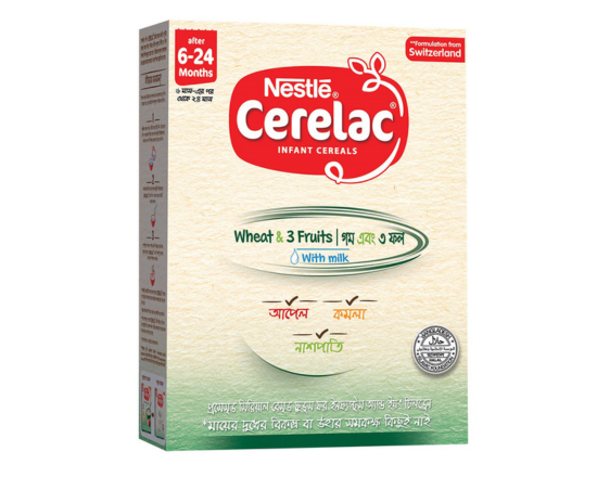 Nestle Cerelac Wheat & 3 Fruits (6-24)month- সেরেল্যাক 350g,-63966