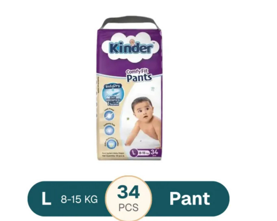 Kinder Comfy Fit Pant Size L (8-15)kg 34pcs,- 96009-890